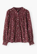 Printed gauze blouse, Wine, webstill