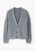 V-neck cardigan, Blue grey, webstill