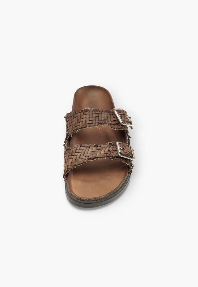 Buckle weave sandals, Taupe, completeTheLook