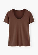 Scoop-neck T-shirt, Cedar brown, webstill