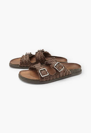 Buckle weave sandals, Taupe, webstill