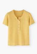 Stitch-detail T-shirt, Soft lemon, webstill
