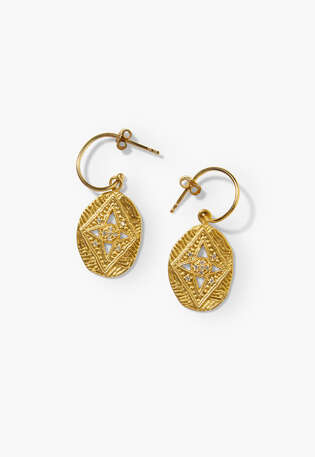 Pendant earrings, Gold, webstill