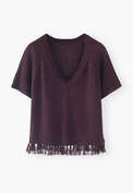 V-neck sweater, Aubergine, webstill