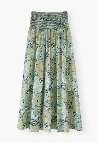Printed maxi-skirt, Seafoam ochre, webstill