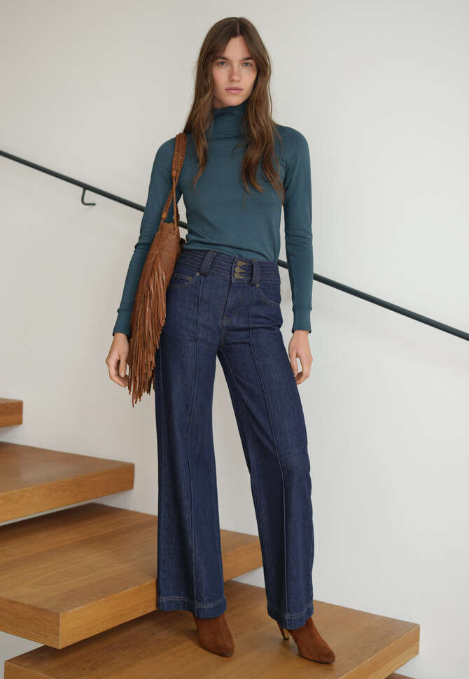 Roll-neck top, Deep petrol, completeTheLook