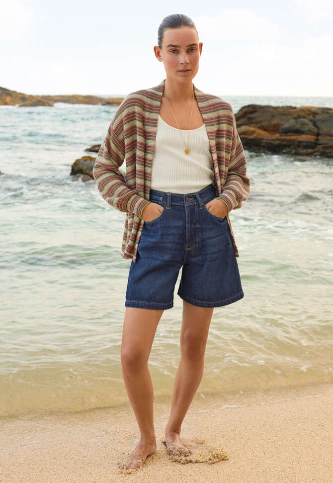 Striped cardigan, Olive rose, completeTheLook
