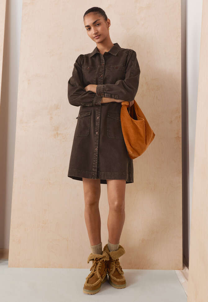 Garment-dyed dress, Dark chocolate, completeTheLook