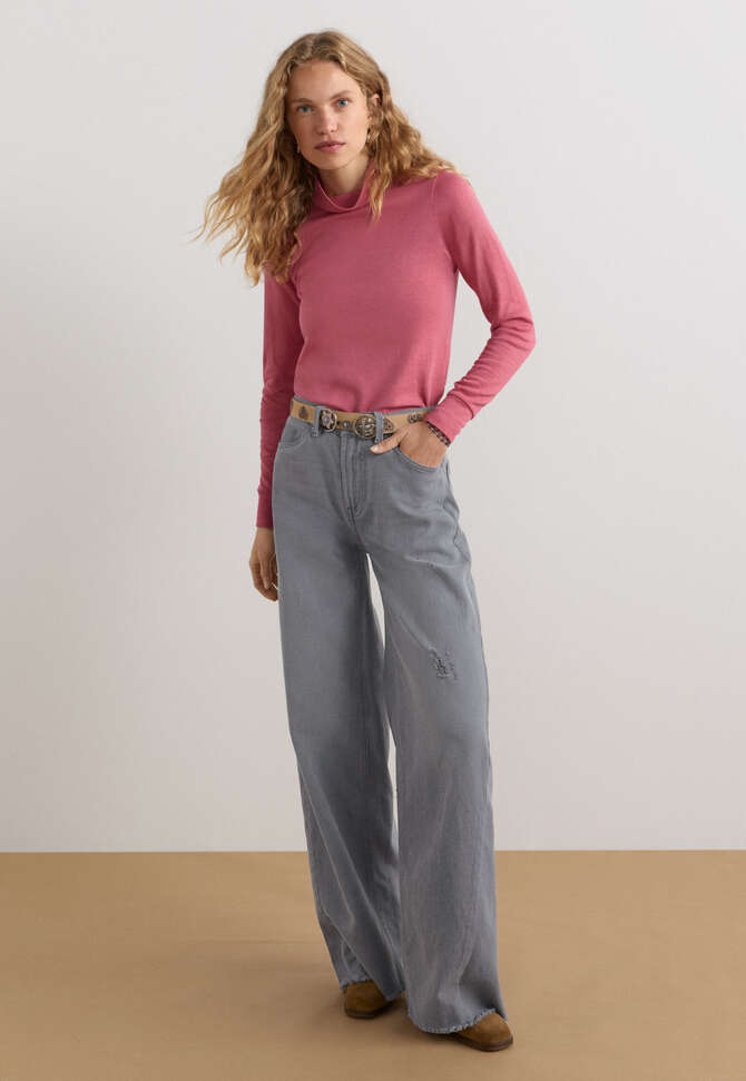 Roll-neck top, Dusty rose, completeTheLook