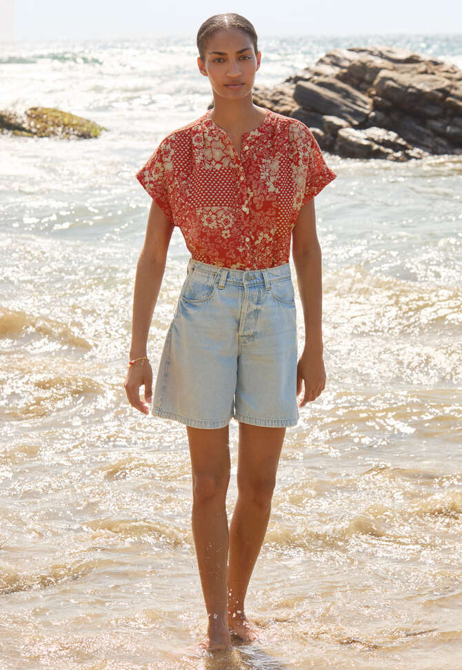 Denim shorts, Pale wash, completeTheLook