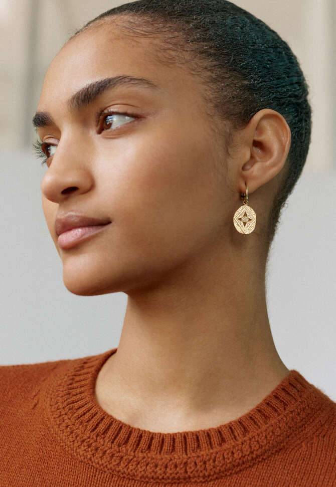 Pendant earrings, Gold, completeTheLook