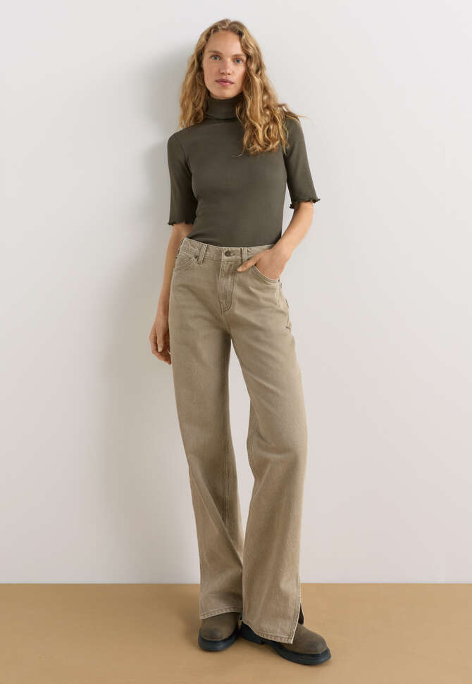 Split-hem jeans, Olive grey, completeTheLook