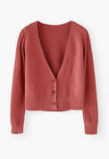 Moss-stitch cardigan, Pink terracotta, webstill