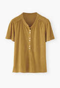 Collared jersey top, Mustard marl, webstill