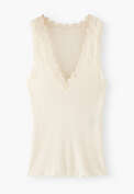 Lace v-neck jersey vest, Off-white, webstill