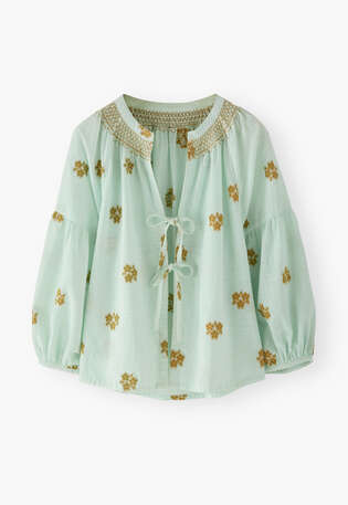 Clipped jacquard blouse, Ice blue, webstill