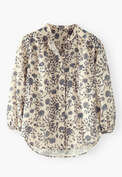 Collarless printed blouse, Ecru, webstill