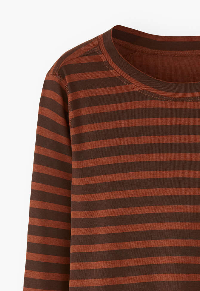 Printed striped top, Clay brown, completeTheLook
