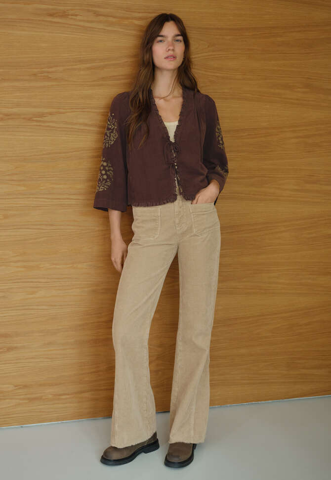 Tie-front cord top, Espresso, completeTheLook