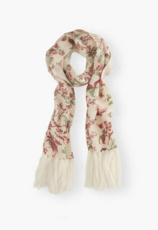 Printed scarf, Ecru burgundy, webstill