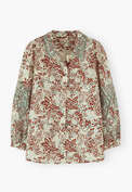 Printed cutwork blouse, Ecru rust, webstill