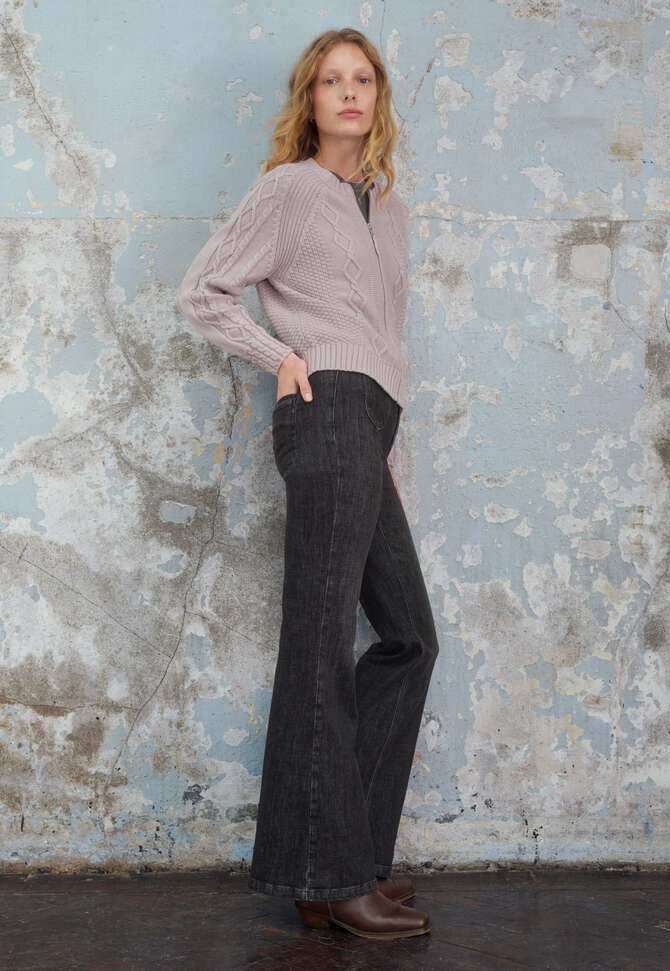 Cable-stitch cardigan, Pale lilac, completeTheLook