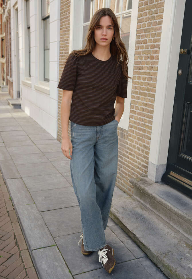 Puff sleeve t-shirt, Deep espresso, completeTheLook