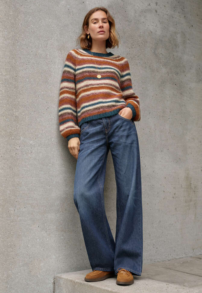 Reverse striped sweater, Sunset multi, completeTheLook