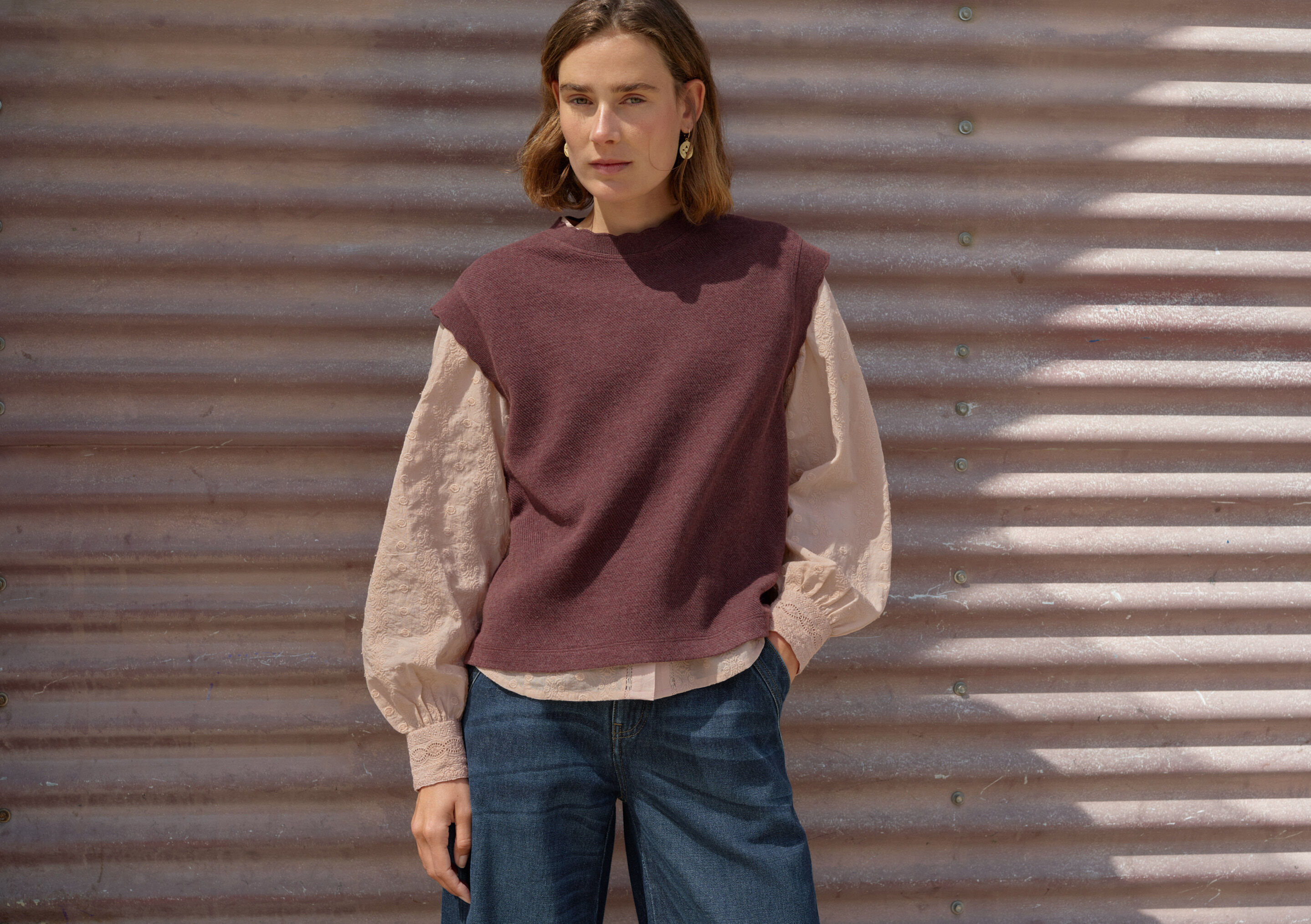 Reverse striped sweater