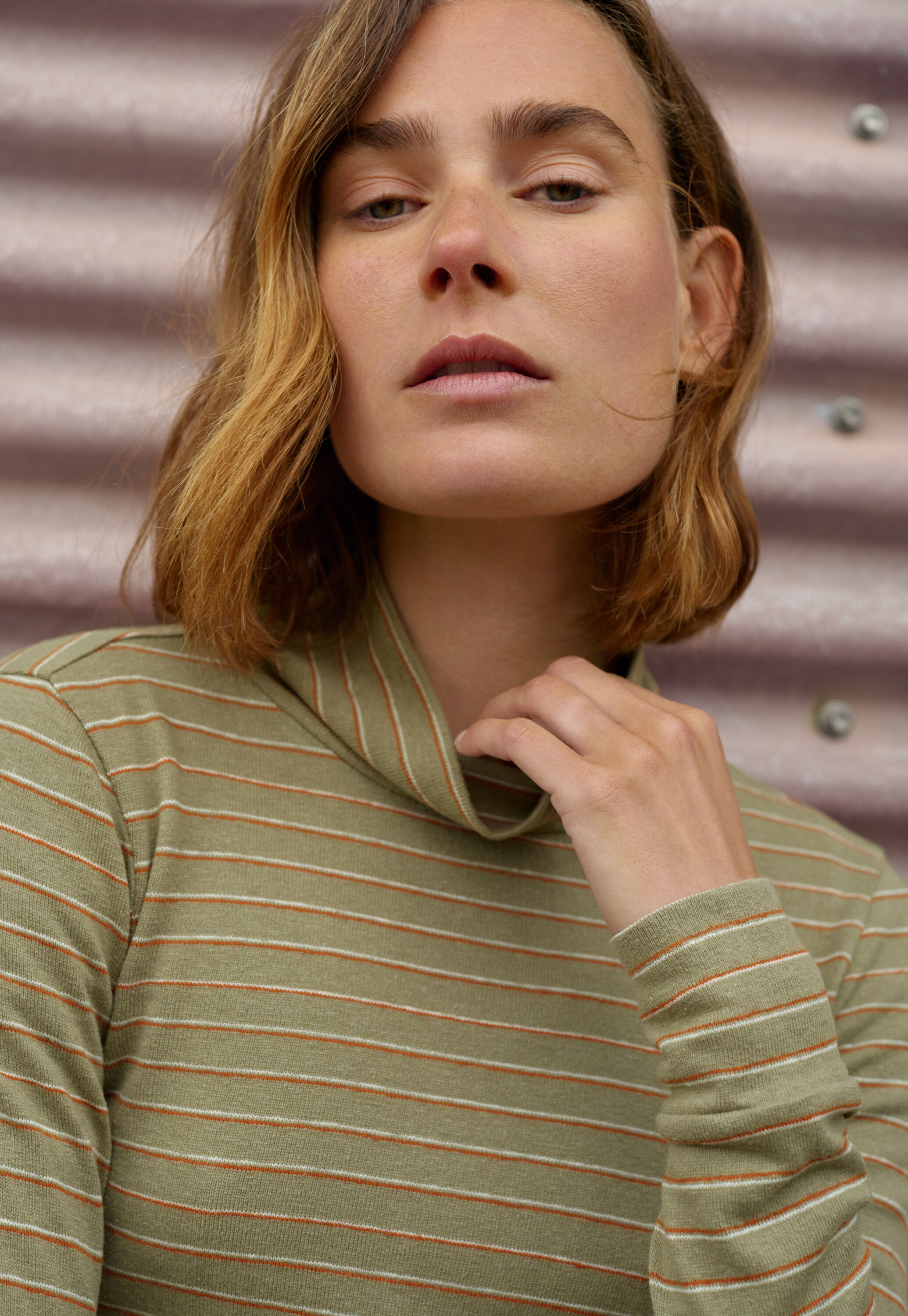 Reverse striped sweater