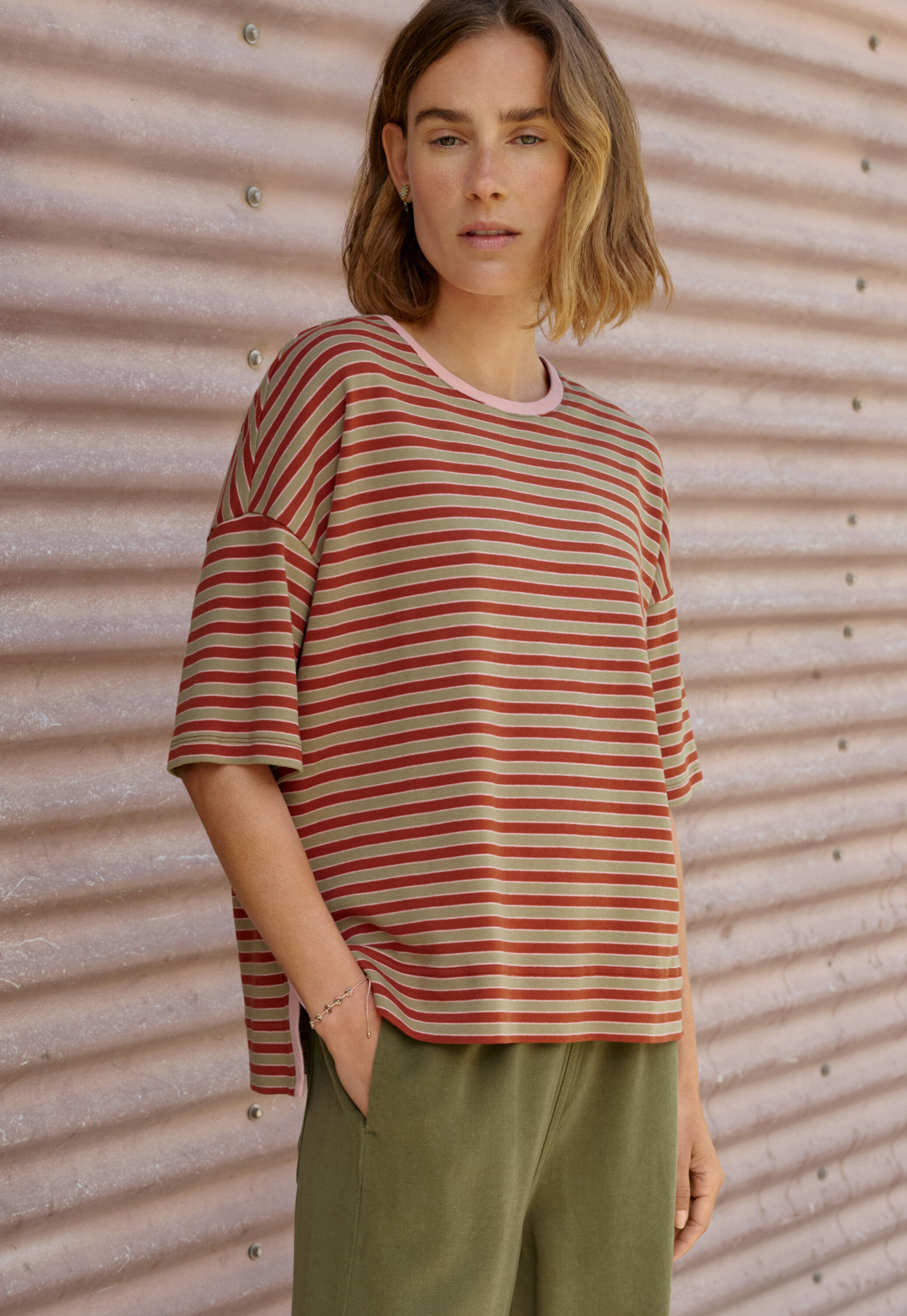 Reverse striped sweater