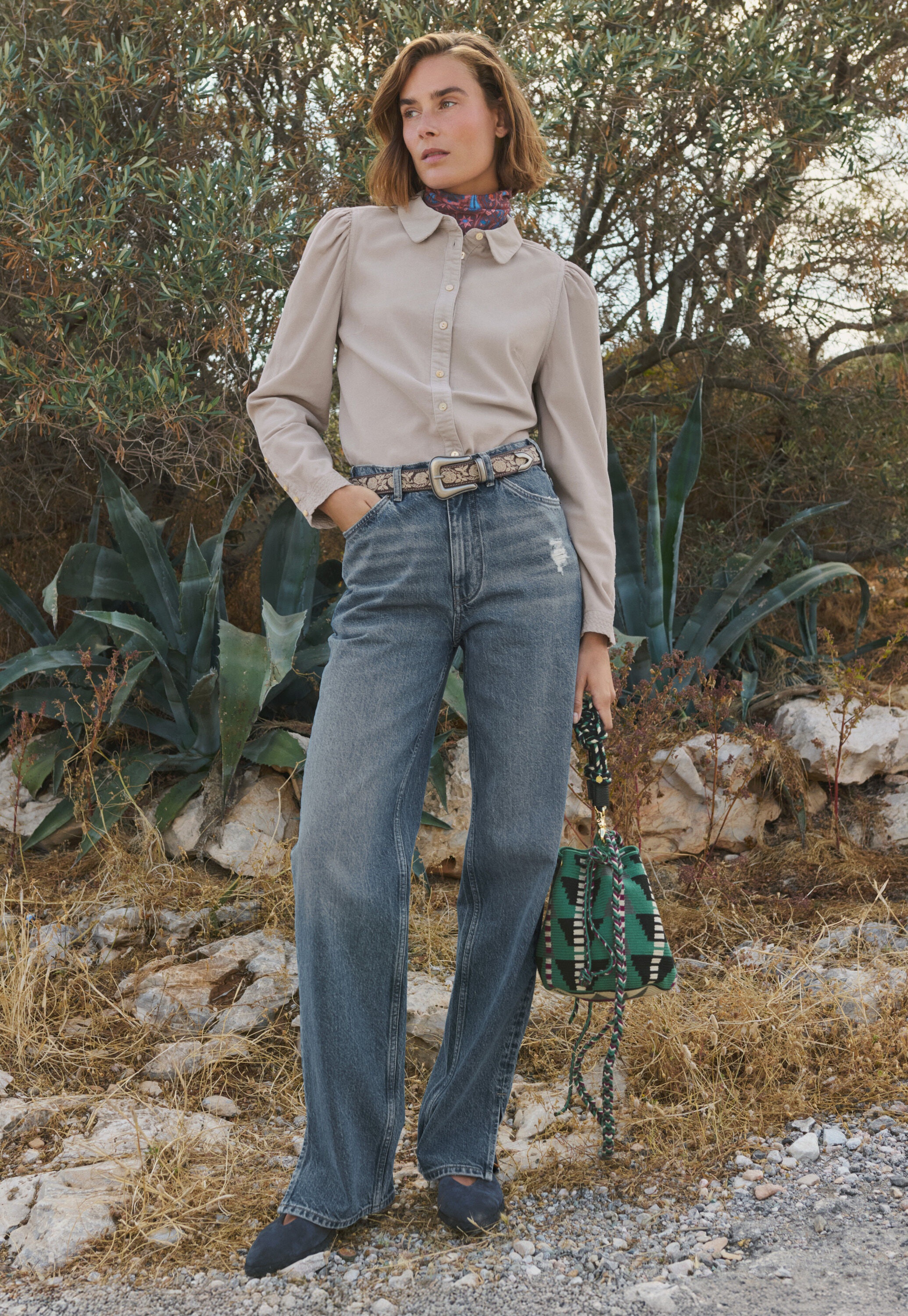 Button-through blouse
