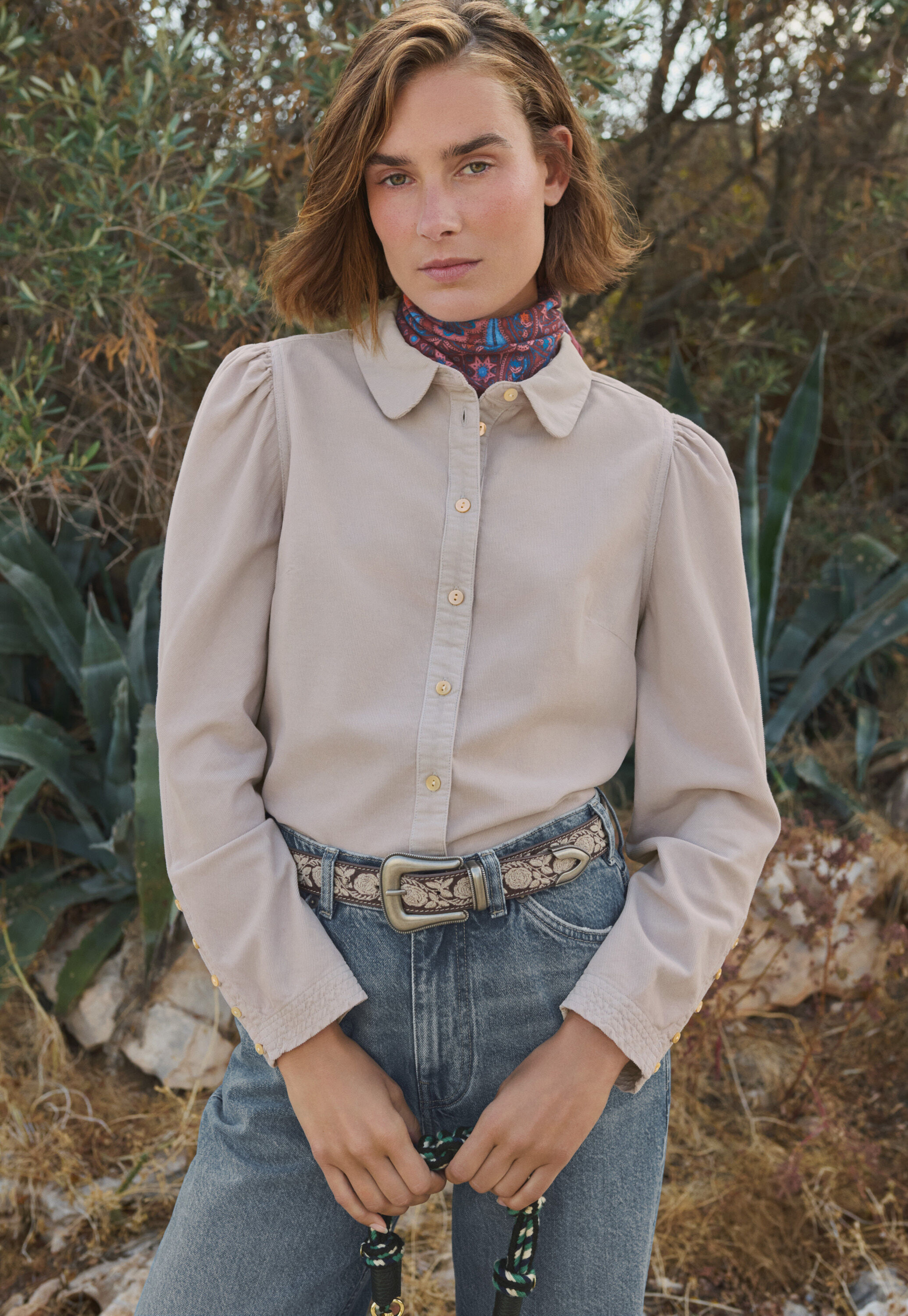 Button-through blouse
