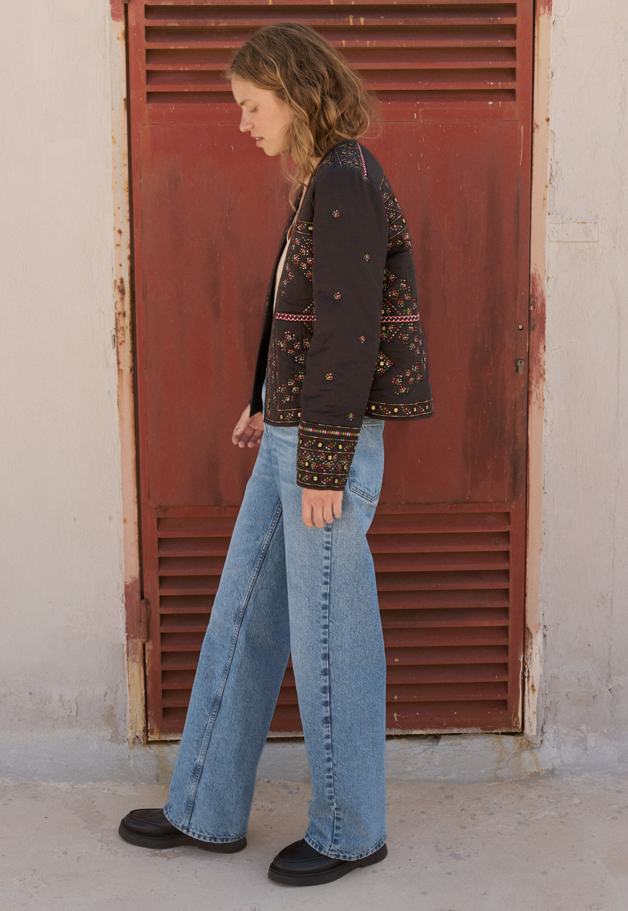 Quilted embroidered jacket