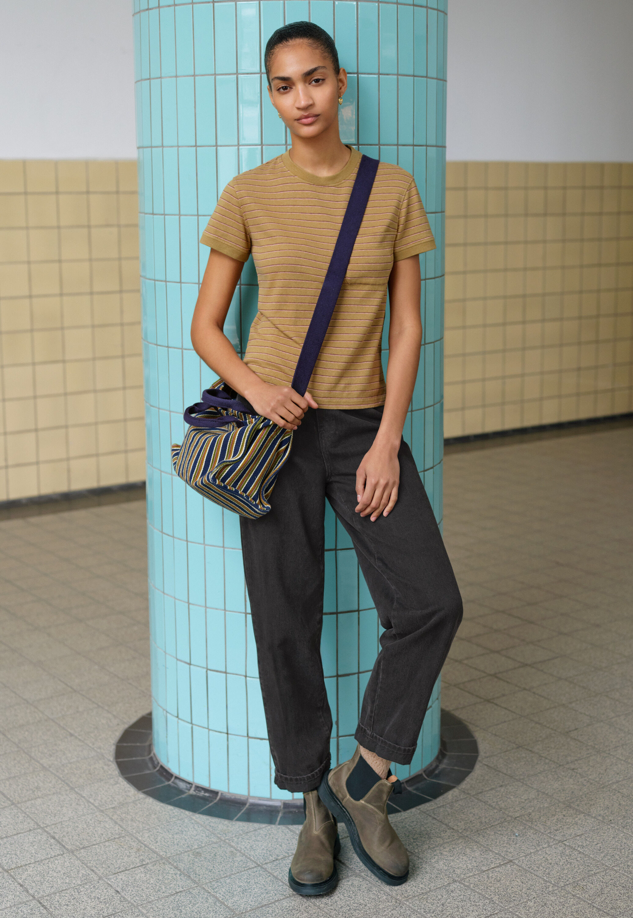 Reverse striped sweater