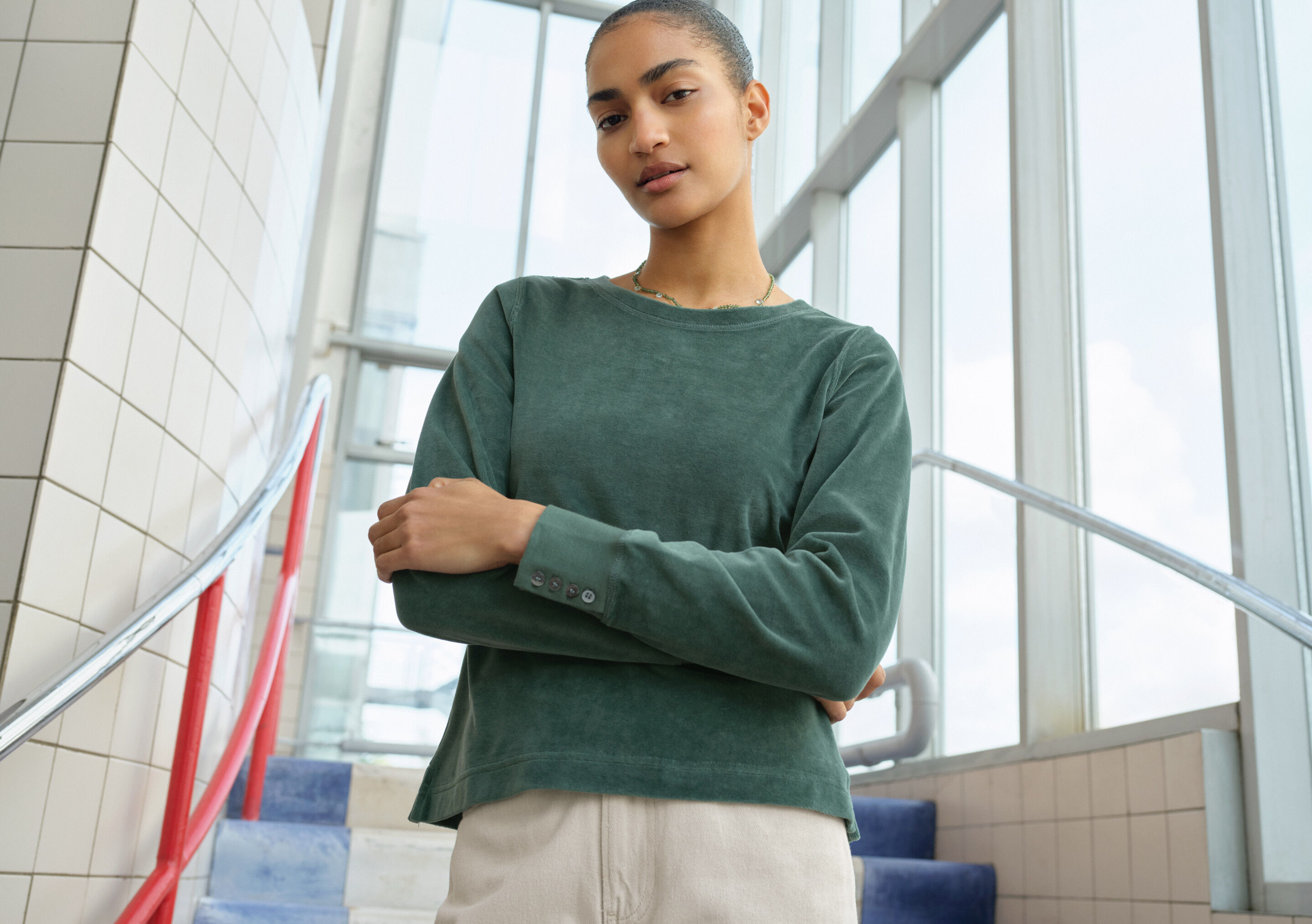 Reverse striped sweater