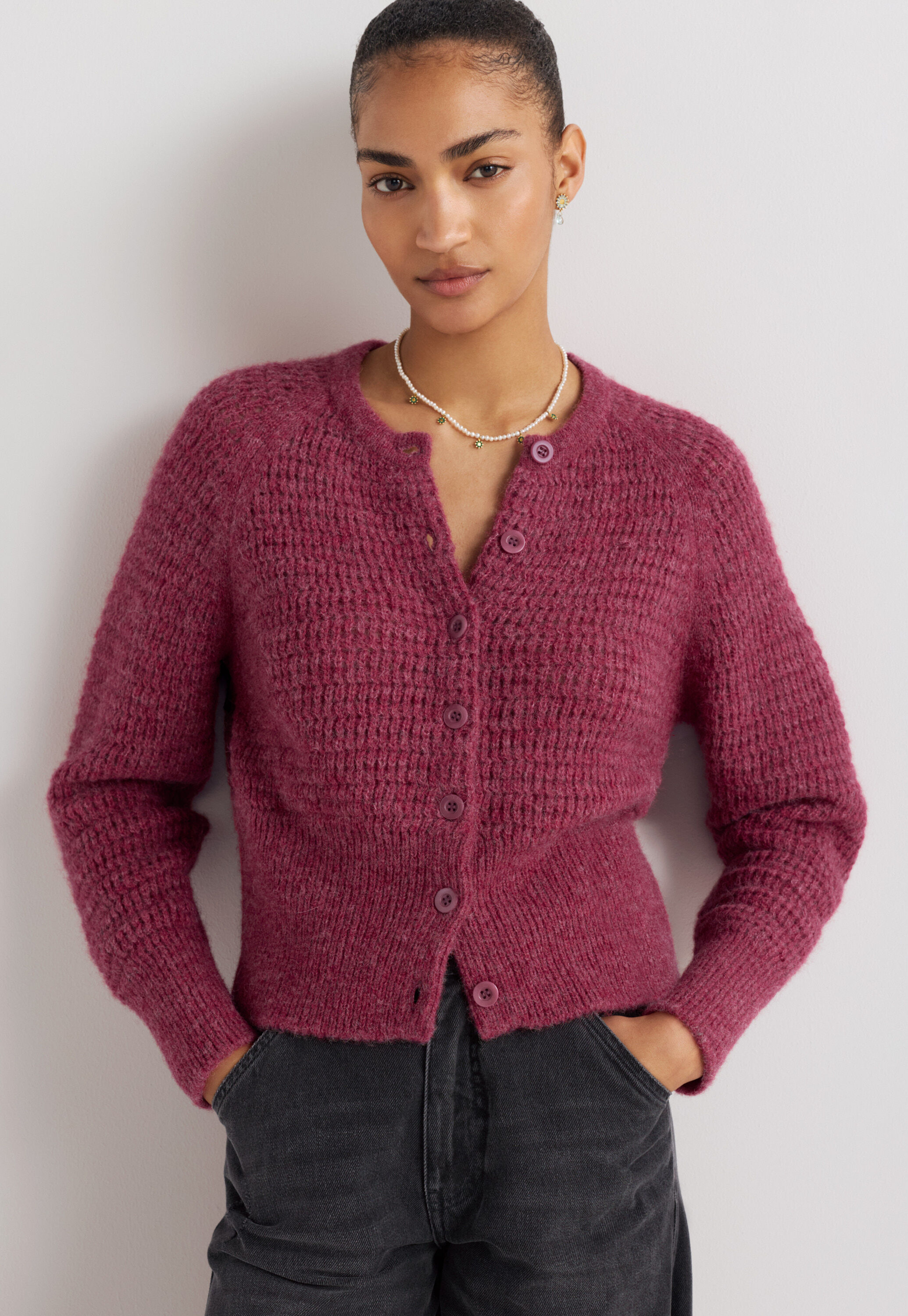Lace-stitch sweater
