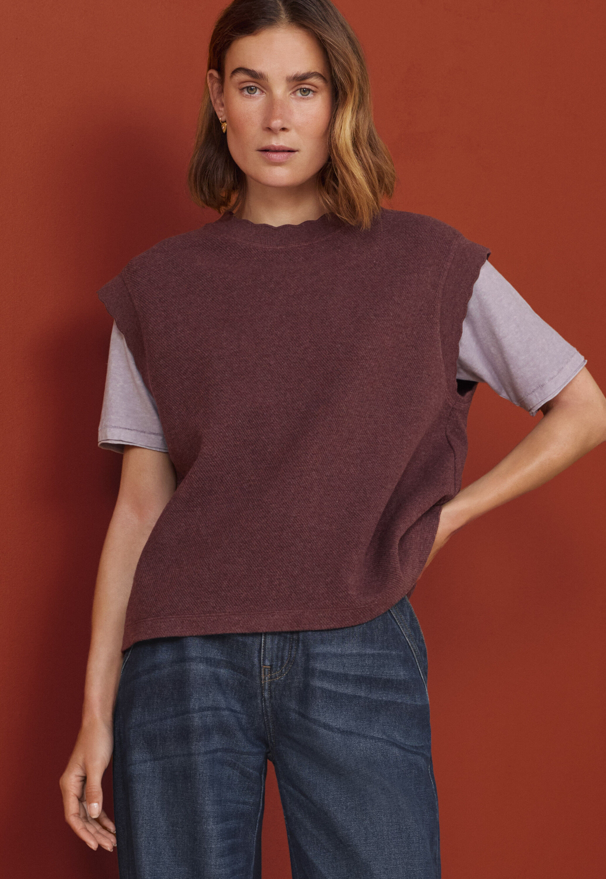 Waffle-stitch cardigan