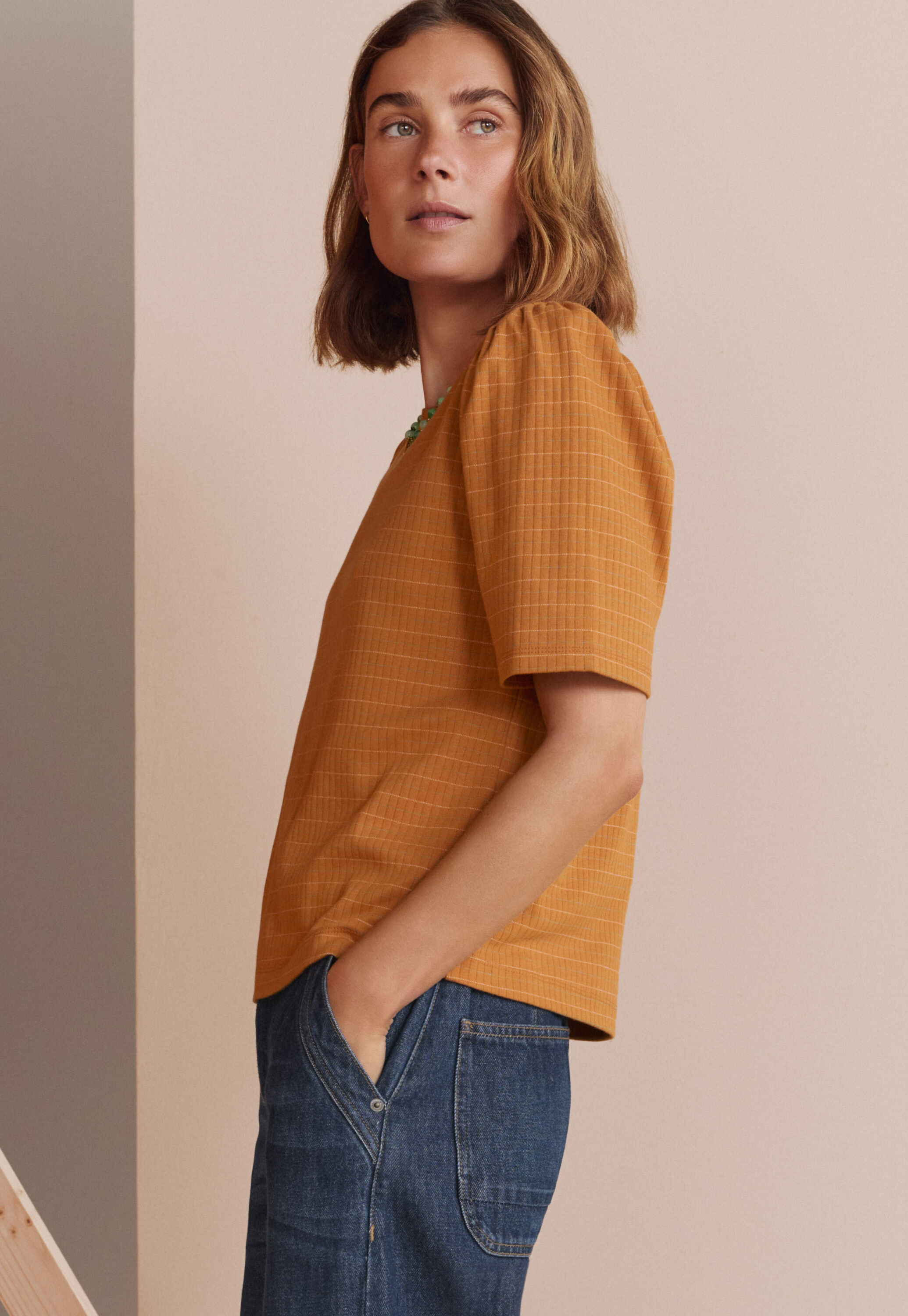 Puff sleeve t-shirt, Ginger, large