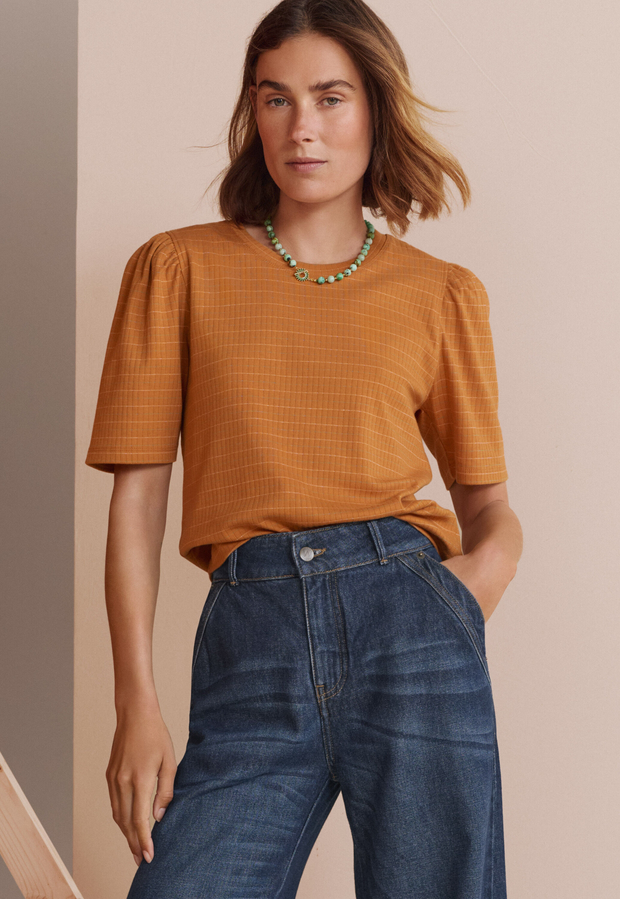 Puff sleeve t-shirt, Ginger, large