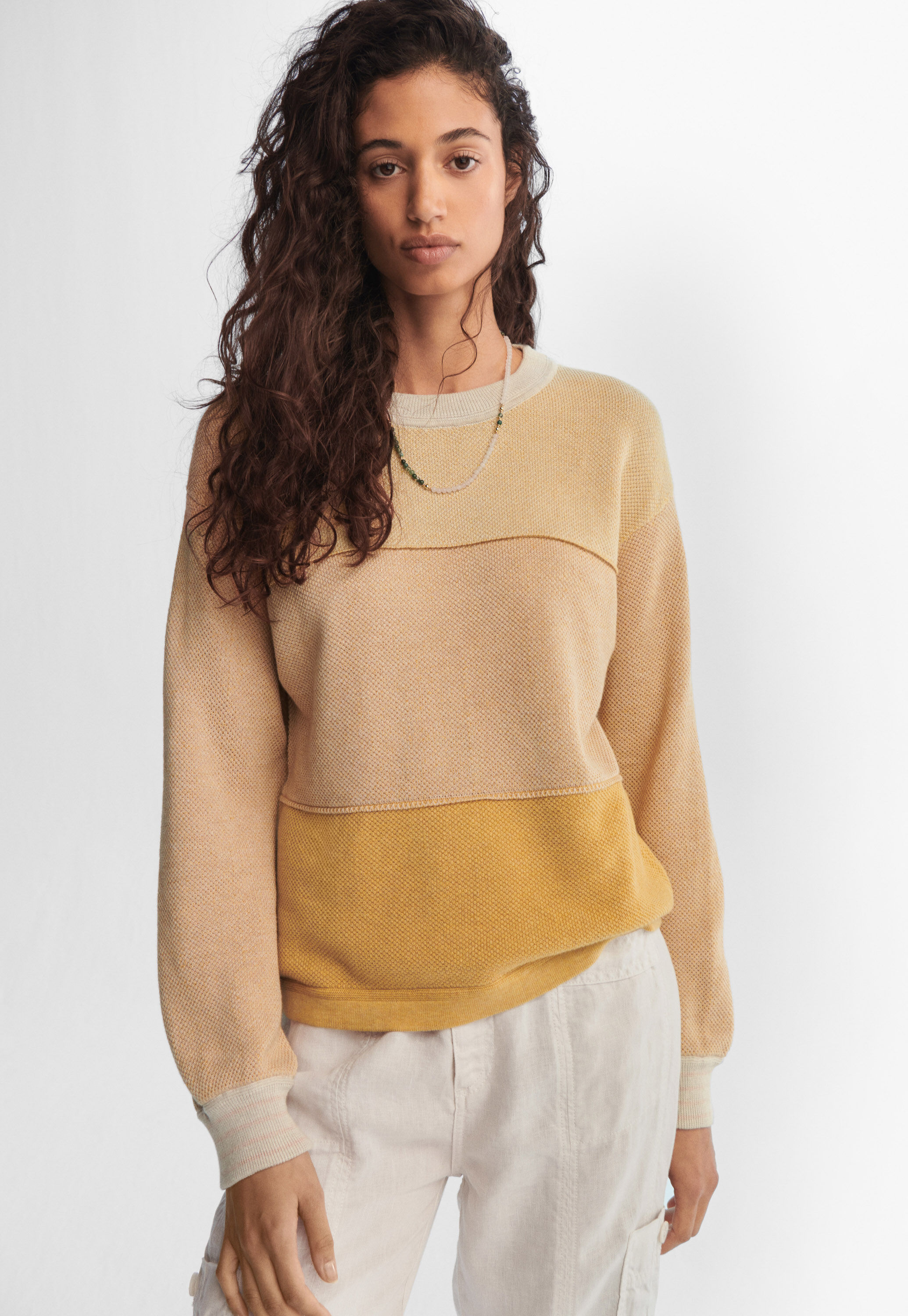 Lace-stitch sweater