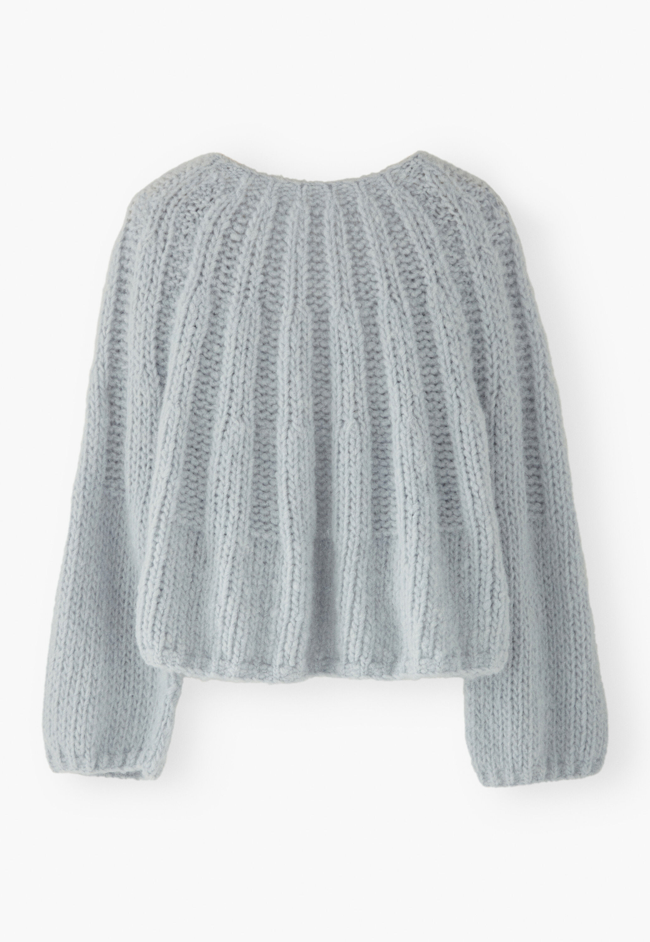 Hand-knit cardigan, Chalk blue, large
