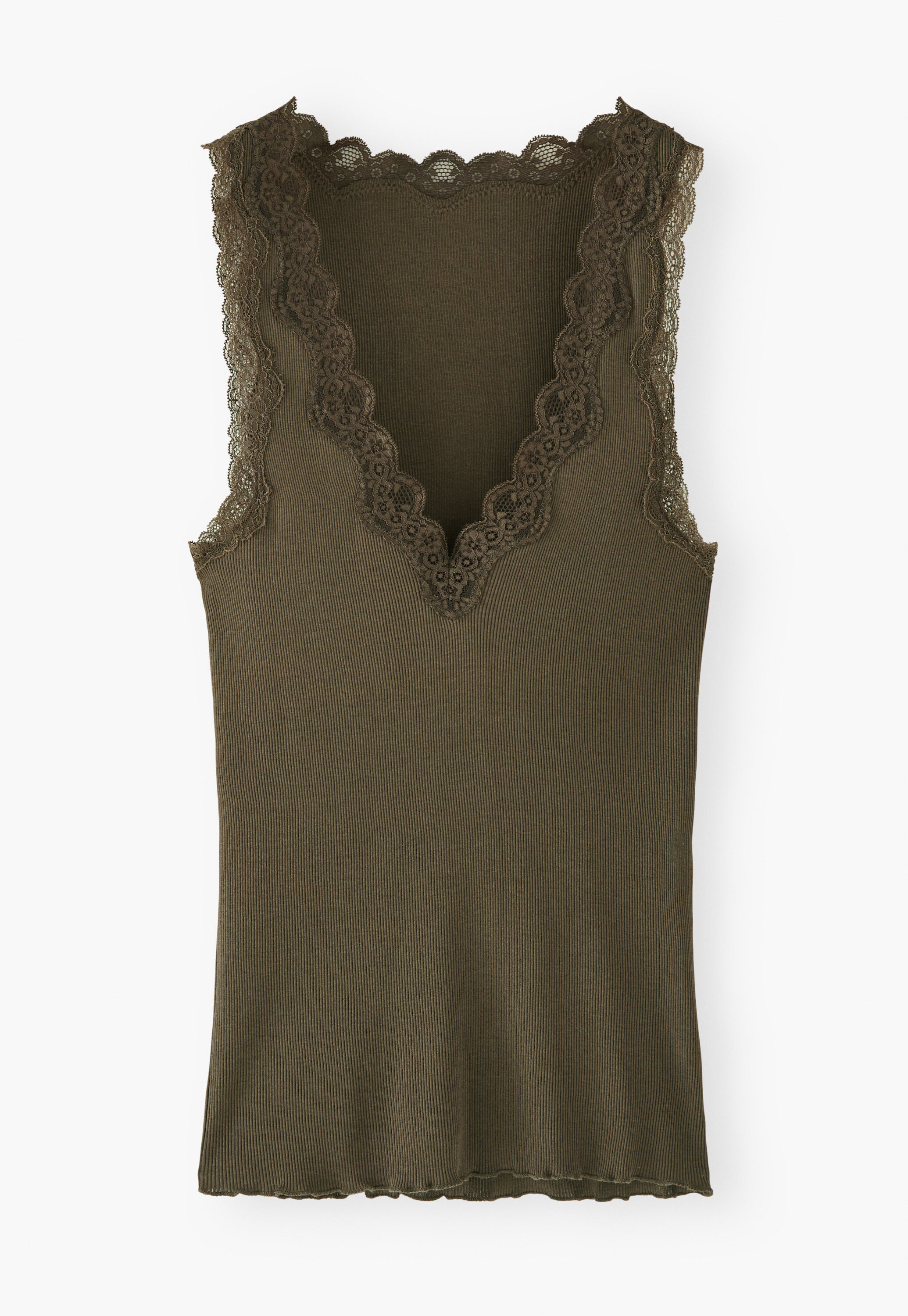 Lace v-neck jersey vest, Dark forest, large