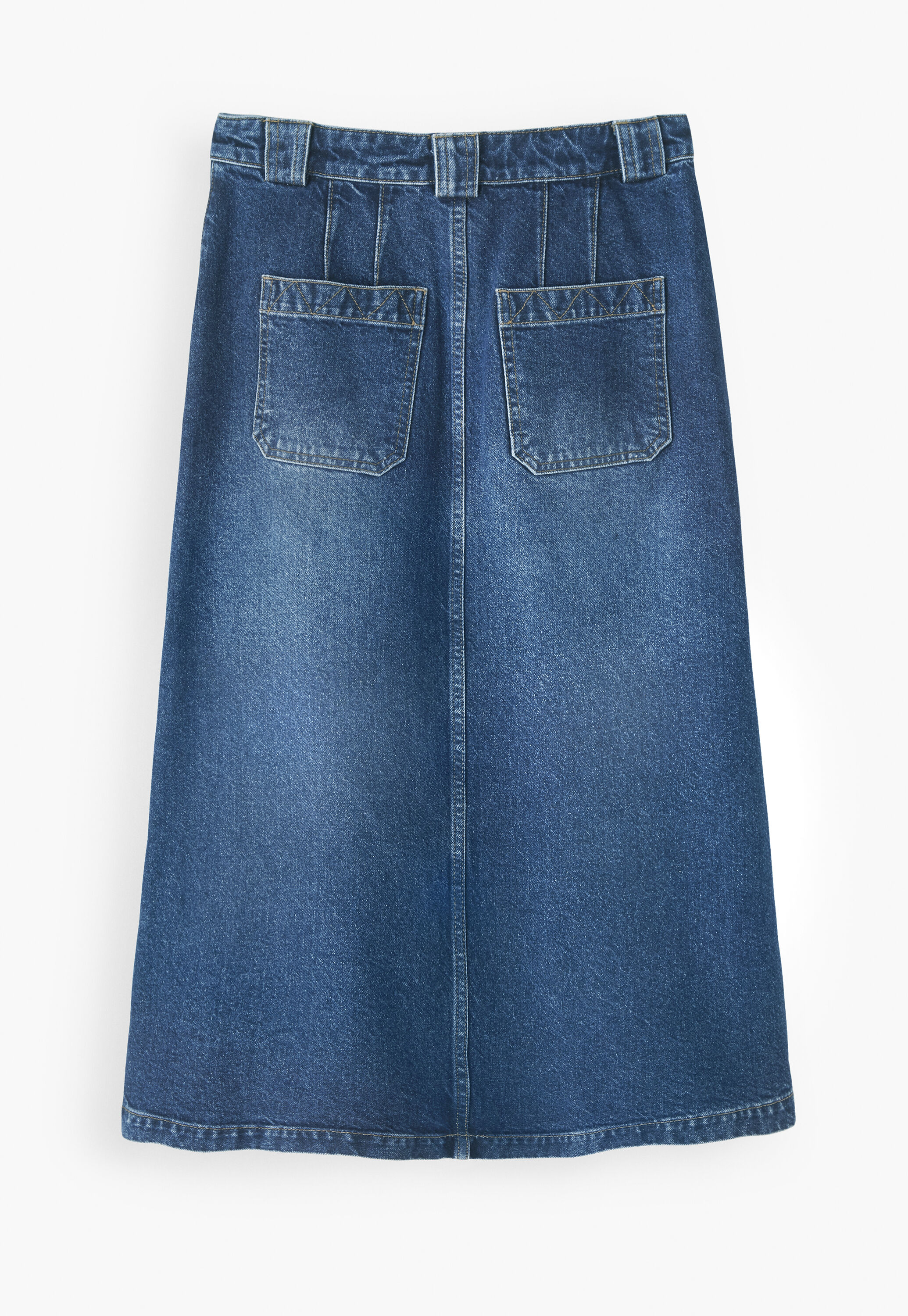 Denim button-front skirt