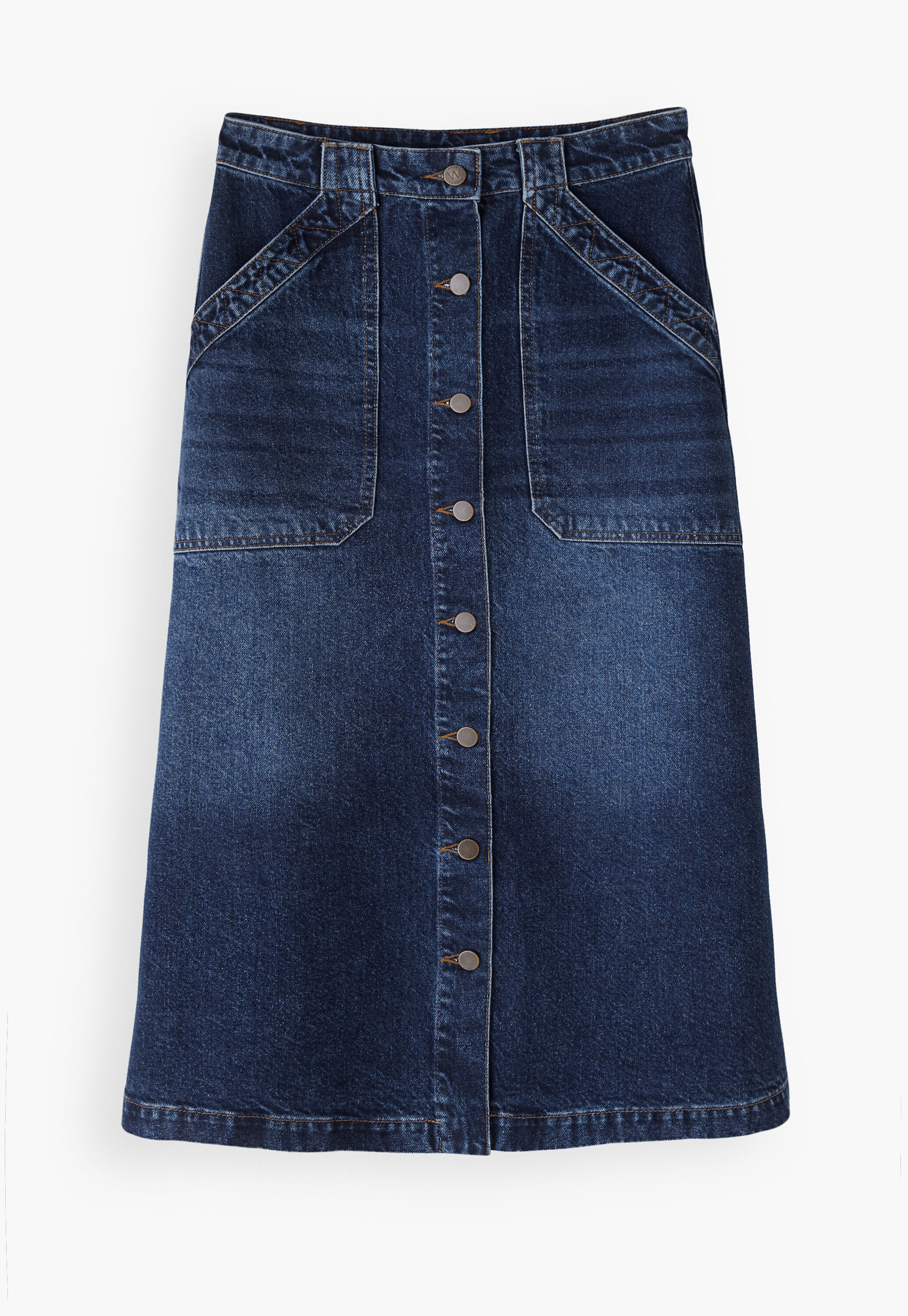 Denim button-front skirt